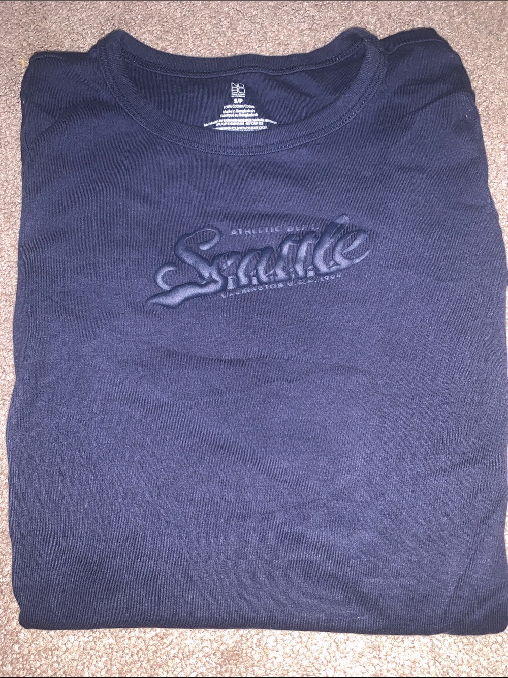 NOBO Navy Long Sleeve Tee with Embossed 'Seattle' Logo
